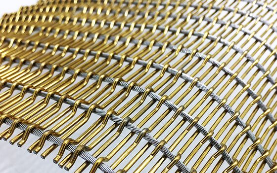 Kundenspezifisches breites dekoratives Metallgeflecht aus Edelstahl-Kupferdraht für den Bau von Vorhangfassaden