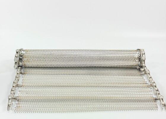 Edelstahl ausbalanciertes Gewebtes Drahtnetzband mit Rollenkette für Förderer, Lebensmittel Grade Gemüse Reinigung Förderband